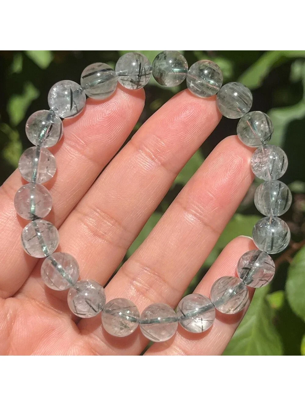 9.5mm stretchable green rutilated quartz bracelet 1832